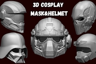sculpt 3d mask helmet model 3d cosplay model ready for 3d printing