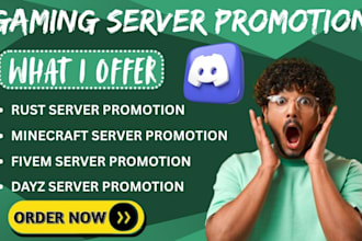 fivem sever promotion, rust, dayz, minecraft server promotion, discord growth