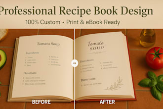 design a custom recipe book and cookbook with stunning layout design
