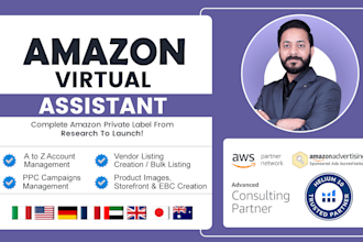 be your amazon fba virtual assistant for amazon private label, amazon expert va