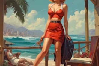 draw a pin up girl and pin up girl illustration