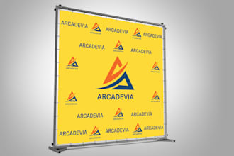 design a professional step and repeat backdrop banner