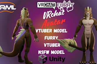 do custom 3d furry vrchat avatar or vtuber model for PC quest vseeface animaze