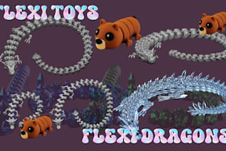 sculpt a 3d articulated model, flexi toy, flexi animal or dragon for 3d printing