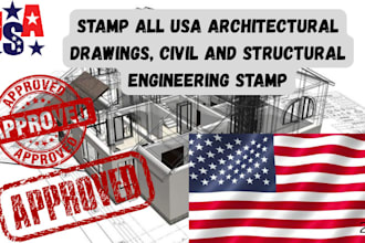 stamp all USA architectural drawings, civil and structural engineering stamp