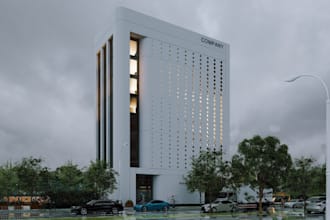 model 3d muiti storey building, 3d exterior, 3d interior company design, cgi