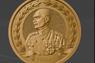 sculpt printable coin model bas relief stl file 3d coin model for 3d printing