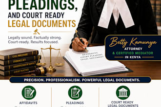 draft affidavits, pleadings, and court ready legal documents