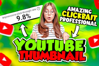 design attractive clickbait amazing youtube thumbnail in 3hr