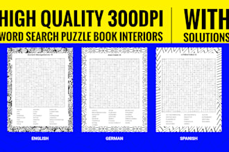 create custom niche based word search puzzle interior for amazon kdp