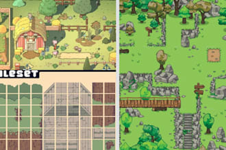 create top down pixel art tileset game assets rpg game art tile map sprite sheet