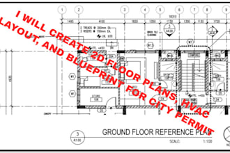 create 2d floor plans, hvac layout, and blueprint for city permit