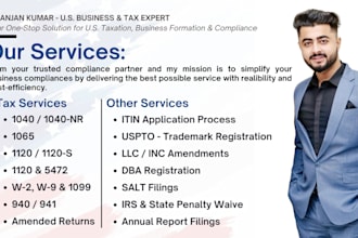 file llc taxes, 1040, itin, trademark, dba and annual report