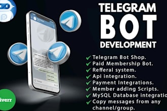 create custom auto posting telegram bot,product listing message auto forward bot