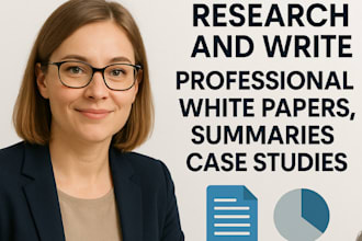 research and write professional white papers, summaries case studies