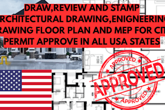 stamp draw your architectural engineering drawing mep floor plan for city permit