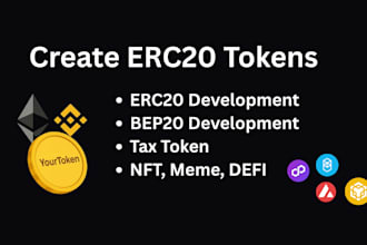 create custom erc20 or bep20 token with optional features