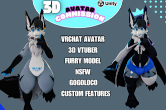 create a custom vrchat avatar, furry model, nsfw 3d character or vtuber model