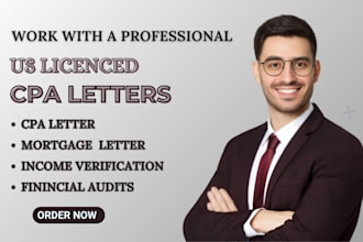 write income verification letter, cpa letter, financial statement