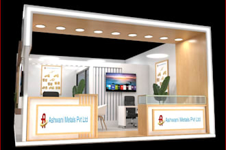 design 3d exhibition booth,retail shop interior,backdrop stand,cgi stall render