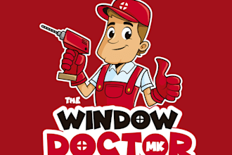 design window doctor character logo