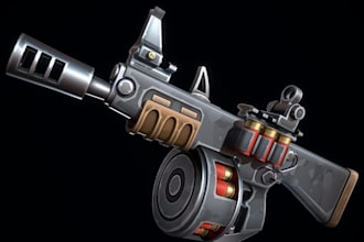create a stylized 3d game assets and weapon fps animation