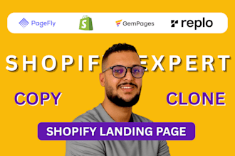 clone shopify landing page design with replo, pagefly, gempages