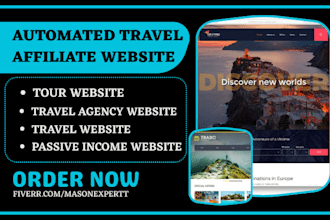 design automated travel affiliate travel agency tour passive income website