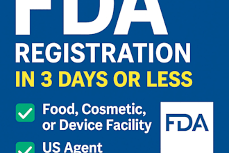 register your product or facility with fda in 3 days or less