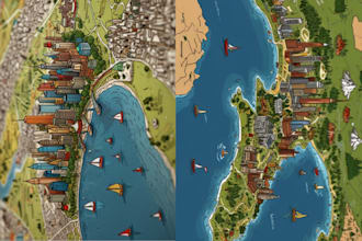 draw a custom illustrated map of any country, city or place