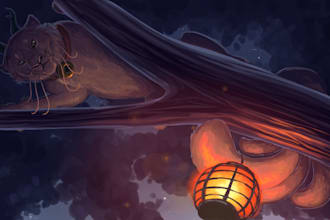 do a digital painting scene of your character