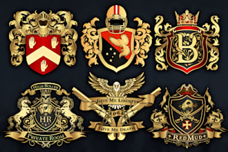 design luxury regal heraldic family crest coat of arms logo with all source file