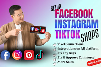 setup facebook tiktok instagram pinterest shop meta pixel meta business