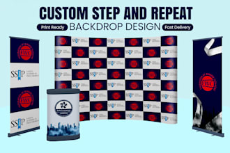 design custom step and repeat backdrop for events and photoshoots