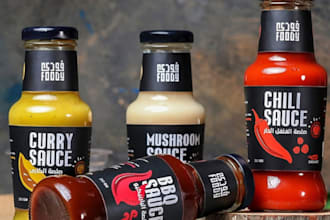 portfolio design hot sauce label spice, jar, chili, spice, salsa, honey logo