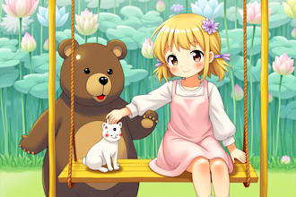 draw children book and kids cover illustration