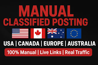 do manual classified ads posting on top USA, canada, and europe sites