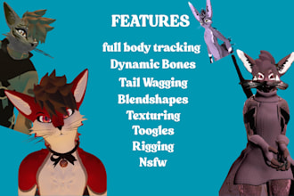 upload vrc avatar, vr game ar vr character, vrchat unity, furry vrc 3d model