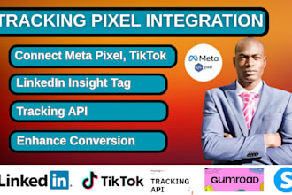 meta pixel,tiktok,linkedin insight tag,tracking API to systeme io or gumroad