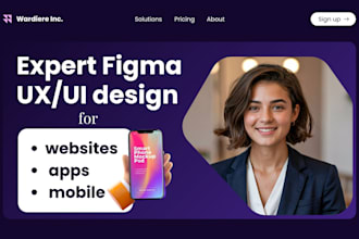 design UI UX website pages with figma for desktop, mobile, app design use figma