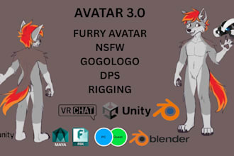 create 3d furry fursona nsfw vrchat avatar vrc character vtuber rig