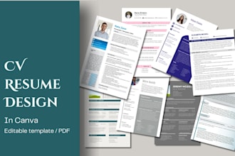 craft a professional resume, CV in canva, editable template