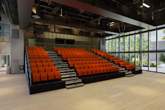 redesign 3d auditorium interior,concert hallway,event lobby,stage club rendering