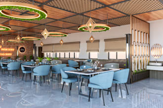 remodel 3d restaurant rendering, elegant cafe, fast food, coffee shop cgi render