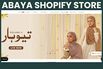 design elegant abaya shopify store islamic clothing website dropshipping store