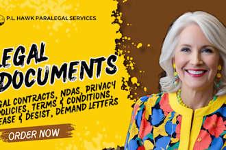 draft contracts, ndas, privacy policies, legal documents, terms and conditions