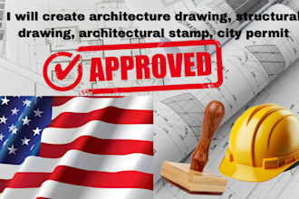 do architectural drawing structural drawing stamp,  seal floor plan city permit