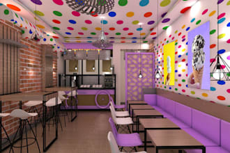 modernize ice cream restaurant,café,lounge design,beach front kiosk,3d rendering