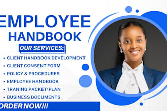 develop employee handbook, hr policies, company manual and client intake form