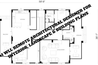 draw, remote architectural designer for interior, landscape, building plan, seal